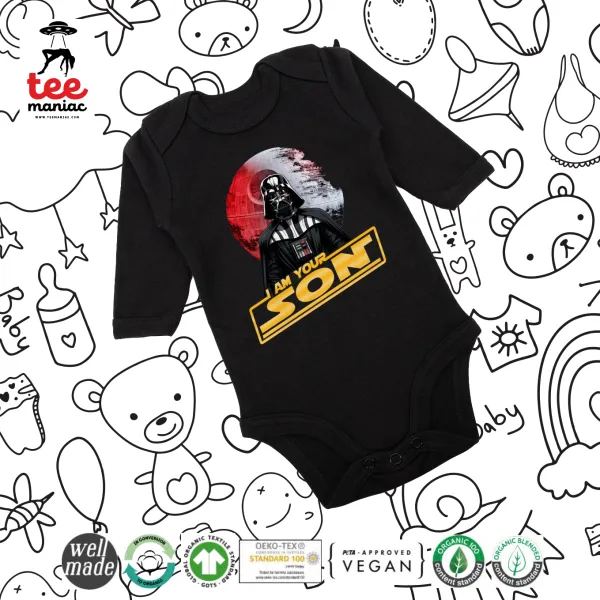 Star Wars — Μακρυμάνικο βρεφικό φορμάκι, 0-18 μηνών, ΜΑΥΡΟ, 100% Organic Cotton