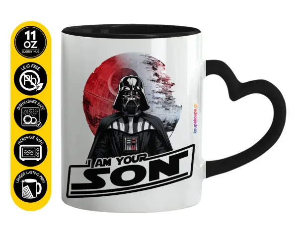 Star Wars — Κούπα καρδιά χερούλι μαύρη, κεραμική, 330ml