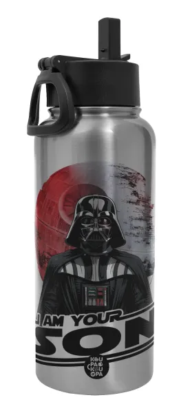 Star Wars — Metal mug thermo Silver with Straw and Spout Lid (Stainless steel), double wall, 950ml