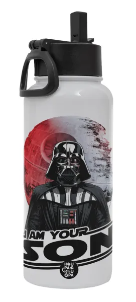Star Wars — Μεταλλικό παγούρι θερμός Λευκό με καλαμάκι και χερούλι (Stainless steel), διπλού τοιχώματος, 950ml