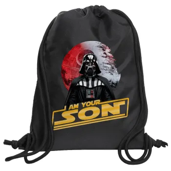 Star Wars, I Am Your Son, Backpack pouch GYMBAG Black, with pocket (40x48cm) & thick cords