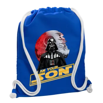 Star Wars, I Am Your Son, Backpack pouch GYMBAG Blue, with pocket (40x48cm) & thick cords
