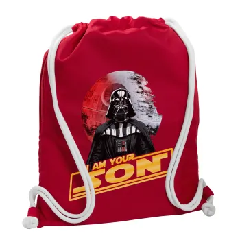 Star Wars, I Am Your Son, Backpack pouch GYMBAG Red, with pocket (40x48cm) & thick cords