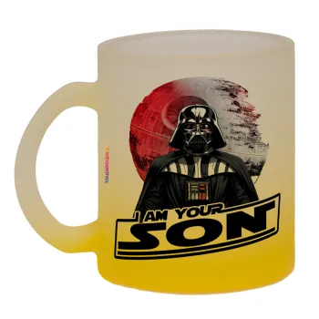 Star Wars, I Am Your Son, Κούπα γυάλινη δίχρωμη με βάση το κίτρινο ματ, 330ml
