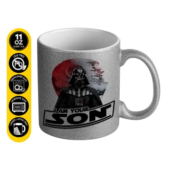 Star Wars, I Am Your Son, Κούπα Ασημένια Glitter που γυαλίζει, κεραμική, 330ml