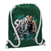 Τσάντα πλάτης πουγκί GYMBAG BOTTLE GREEN, με τσέπη (40x48cm) & χονδρά λευκά κορδόνια