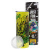 Neon Yellow Travel Tumbler θερμό, μεταλλικό καλαμάκι(Ανωξείδωτο 304 Food grade, BPA free, 600ml)