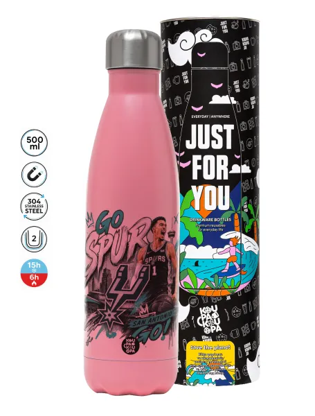 Victor Wembanyama Basketball — Metal mug thermos Pink Mat (Stainless steel), double wall, 500ml