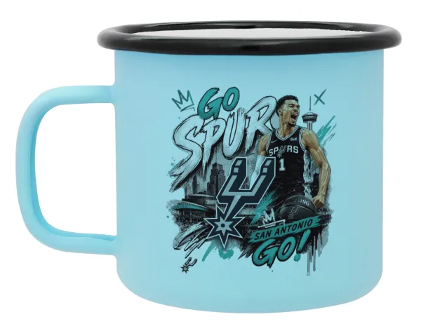 Victor Wembanyama Basketball — Κούπα Μεταλλική εμαγιέ ΜΑΤ σιέλ 360ml