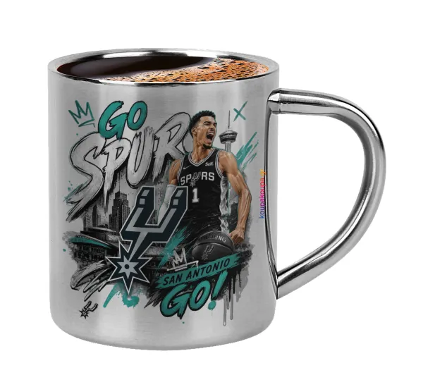 Victor Wembanyama Basketball — Double-wall metal cup for espresso (220ml)
