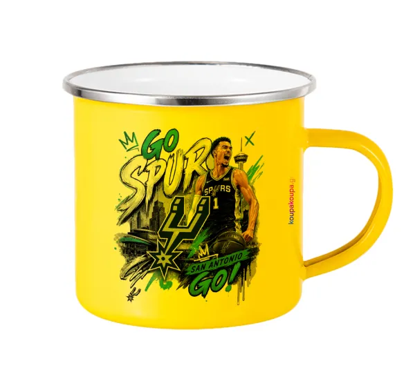 Victor Wembanyama Basketball — Yellow Enamel Metallic Cup 360ml
