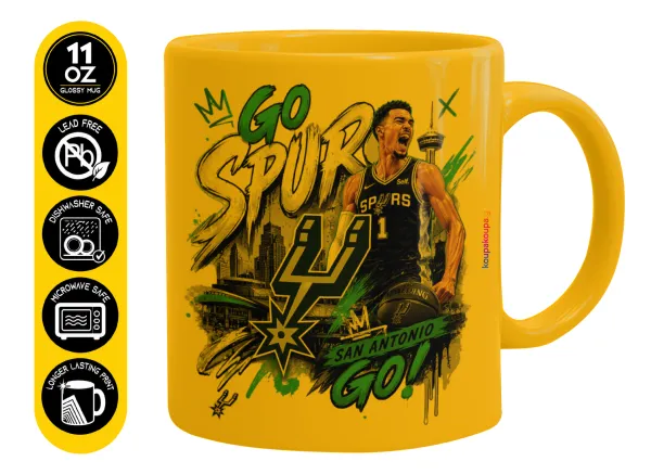 Victor Wembanyama Basketball — Ceramic coffee mug yellow, 330ml