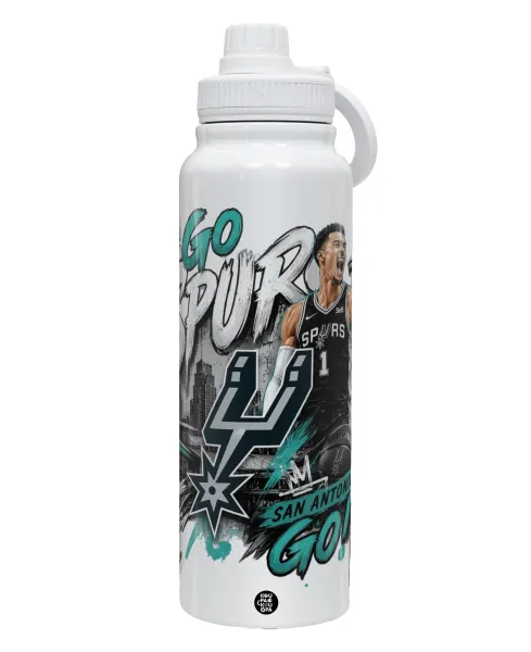 Victor Wembanyama Basketball — 1L Stainless Steel Thermal Bottle with Phone Holder & Double Wall Insulation
