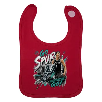 Victor Wembanyama Basketball, Σαλιάρα με Σκρατς Κόκκινη 100% Organic Cotton (0-18 months)