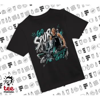 Victor Wembanyama Basketball, ΜΑΥΡΟ Άνετο παιδικό T-Shirt από 100% βαμβάκι, για κάθε μέρα. Vegan & OEKO-TEX πιστοποιημένο.