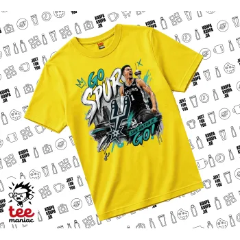 Victor Wembanyama Basketball, yellow childrens T-Shirt made of 100% cotton, for every day. Vegan & OEKO-TEX certified.