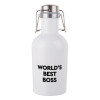 World's best boss, Μεταλλικό παγούρι Λευκό (Stainless steel) με καπάκι ασφαλείας 1L