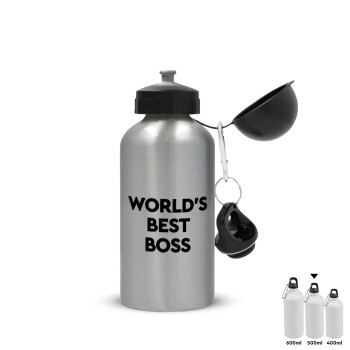 World's best boss, Μεταλλικό παγούρι νερού, Ασημένιο, αλουμινίου 500ml