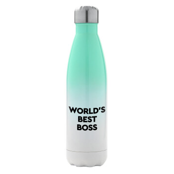 World's best boss, Μεταλλικό παγούρι θερμός Πράσινο/Λευκό (Stainless steel), διπλού τοιχώματος, 500ml