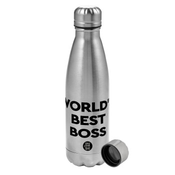 World's best boss, Metallic water bottle, stainless steel, 750ml