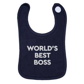World's best boss, Σαλιάρα με Σκρατς 100% Organic Cotton Μπλε (0-18 months)