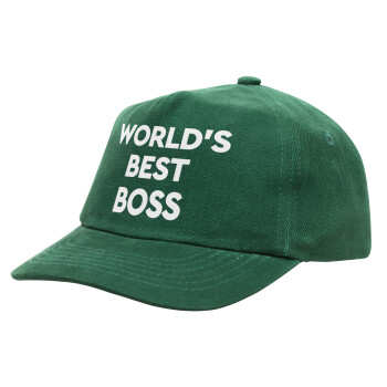 World's best boss, Children's Baseball Cap, 100% Cotton Drill, GREEN (COTTON, CHILDREN'S, ONE SIZE)