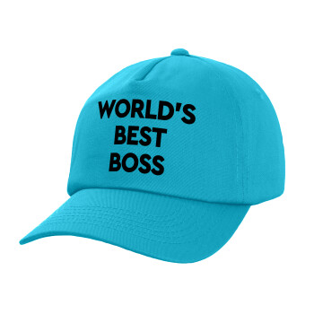 World's best boss, Καπέλο Ενηλίκων Baseball, 100% Βαμβακερό,  Γαλάζιο (ΒΑΜΒΑΚΕΡΟ, ΕΝΗΛΙΚΩΝ, UNISEX, ONE SIZE)