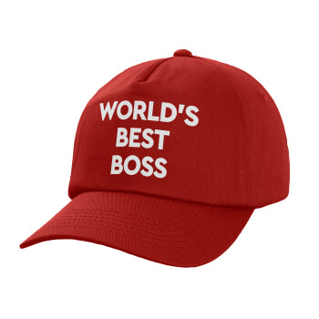 World's best boss, Καπέλο Ενηλίκων Baseball, 100% Βαμβακερό,  Κόκκινο (ΒΑΜΒΑΚΕΡΟ, ΕΝΗΛΙΚΩΝ, UNISEX, ONE SIZE)
