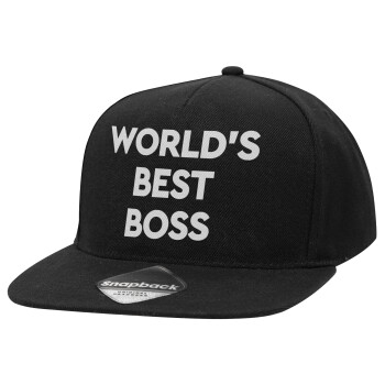 World's best boss, Καπέλο Ενηλίκων Flat Snapback Μαύρο, (POLYESTER, ΕΝΗΛΙΚΩΝ, UNISEX, ONE SIZE)