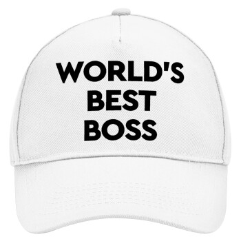World's best boss, Καπέλο Ενηλίκων Baseball, Drill, Λευκό (100% ΒΑΜΒΑΚΕΡΟ, ΕΝΗΛΙΚΩΝ, UNISEX, ONE SIZE)