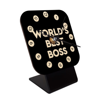 World's best boss, Επιτραπέζιο ρολόι σε φυσικό ξύλο (10cm)