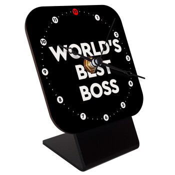 World's best boss, Επιτραπέζιο ρολόι ξύλινο με δείκτες (10cm)