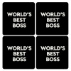 World's best boss, ΣΕΤ 4 Σουβέρ ξύλινα τετράγωνα (9cm)