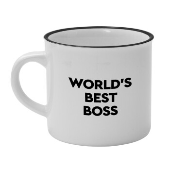 World's best boss, Κούπα κεραμική vintage Λευκή/Μαύρη 230ml