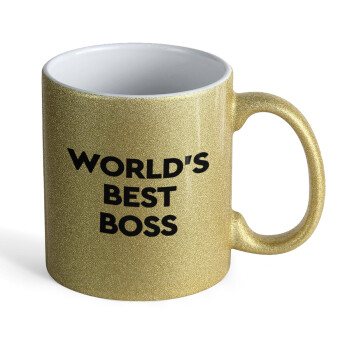 World's best boss, Κούπα Χρυσή Glitter που γυαλίζει, κεραμική, 330ml