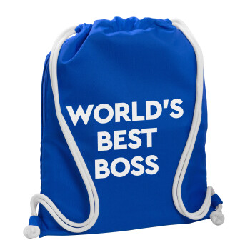 World's best boss, Τσάντα πλάτης πουγκί GYMBAG Μπλε, με τσέπη (40x48cm) & χονδρά κορδόνια