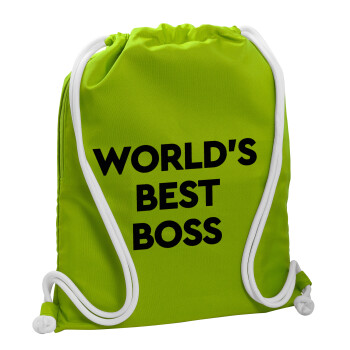 World's best boss, Τσάντα πλάτης πουγκί GYMBAG LIME GREEN, με τσέπη (40x48cm) & χονδρά κορδόνια