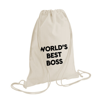 World's best boss, Τσάντα πλάτης πουγκί GYMBAG natural (28x40cm)