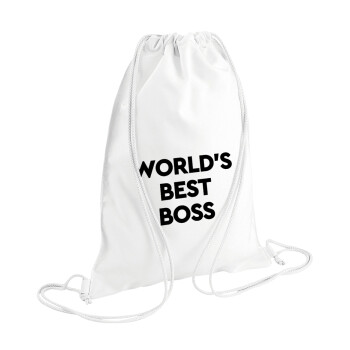 World's best boss, Τσάντα πλάτης πουγκί GYMBAG λευκή (28x40cm)