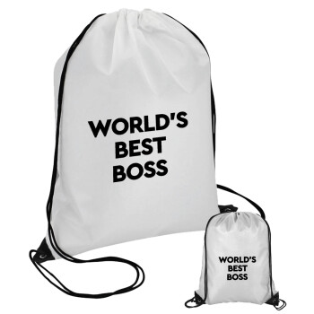 World's best boss, Τσάντα πουγκί με μαύρα κορδόνια 45χ35cm (1 τεμάχιο)