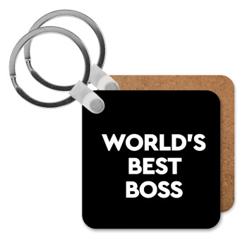 World's best boss, Μπρελόκ Ξύλινο τετράγωνο MDF 5cm (3mm πάχος)