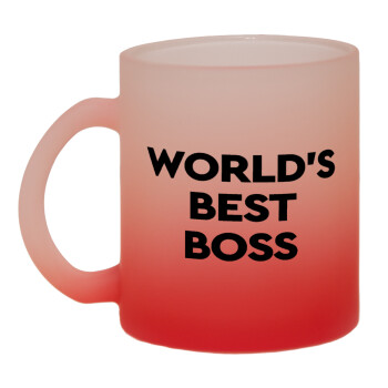 World's best boss, Κούπα γυάλινη δίχρωμη με βάση το κόκκινο ματ, 330ml