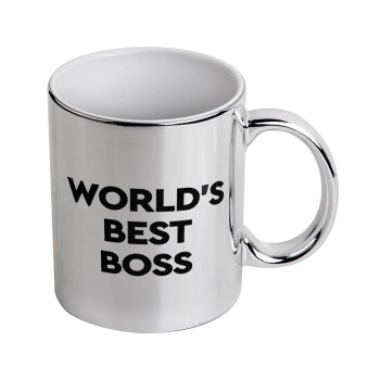World's best boss, Κούπα κεραμική, ασημένια καθρέπτης, 330ml