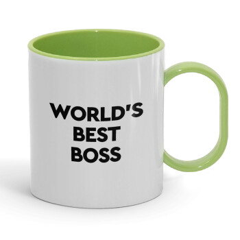 World's best boss, Κούπα (πλαστική) (BPA-FREE) Polymer Πράσινη για παιδιά, 330ml