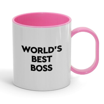 World's best boss, Κούπα (πλαστική) (BPA-FREE) Polymer Ροζ για παιδιά, 330ml