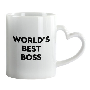 World's best boss, Κούπα καρδιά χερούλι λευκή, κεραμική, 330ml