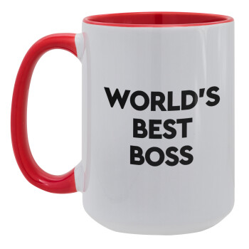 World's best boss, Κούπα Mega 15oz, κεραμική Κόκκινη, 450ml