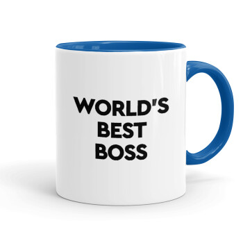 World's best boss, Κούπα χρωματιστή μπλε, κεραμική, 330ml