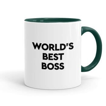 World's best boss, Κούπα χρωματιστή πράσινη, κεραμική, 330ml