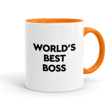 World's best boss, Κούπα χρωματιστή πορτοκαλί, κεραμική, 330ml